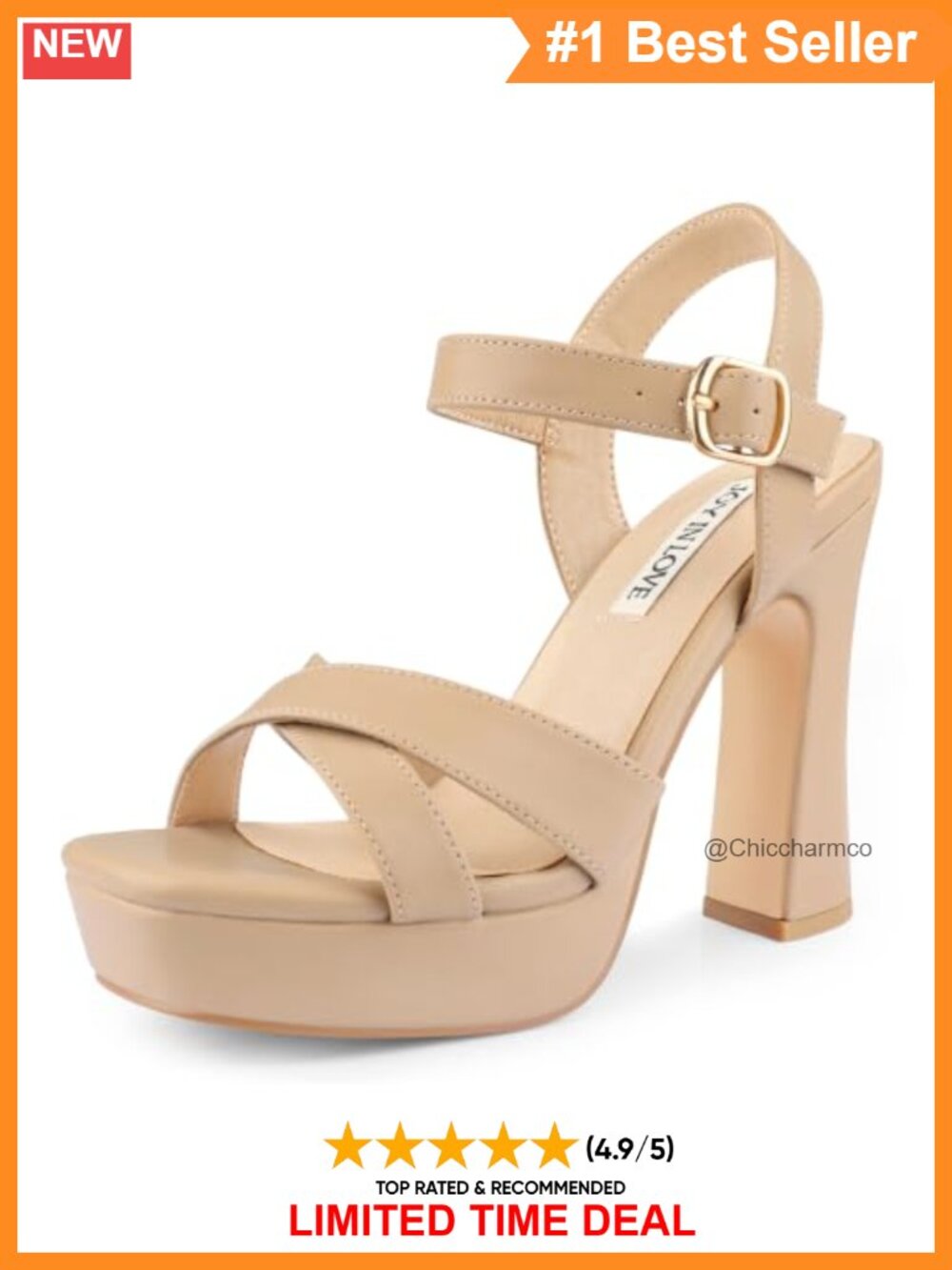 Women's 4.5" Chunky Block Heel Platform Sandals Adjustable Ankle Strap Faux